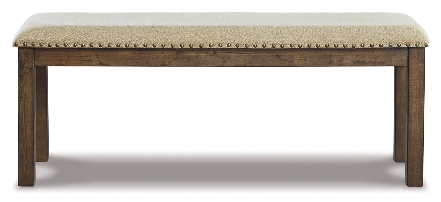 Myshanna Double Upholstered Two-Tone Dining Bench Gray: Nailhead Trim, Rectangle - Signature Design by Ashley
