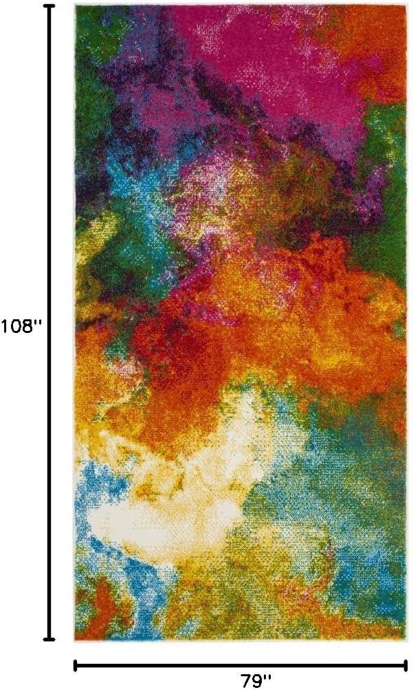 Watercolor WTC619 Power Loomed Area Rug - Orange/Green - 6'7"x9' - Safavieh.