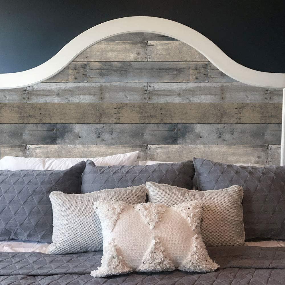 Tempaper & Co.® Repurposed Wood Removable Peel and Stick Wallpaper, 28 sq ft: Vinyl Self-Adhesive Blue Wood Grain