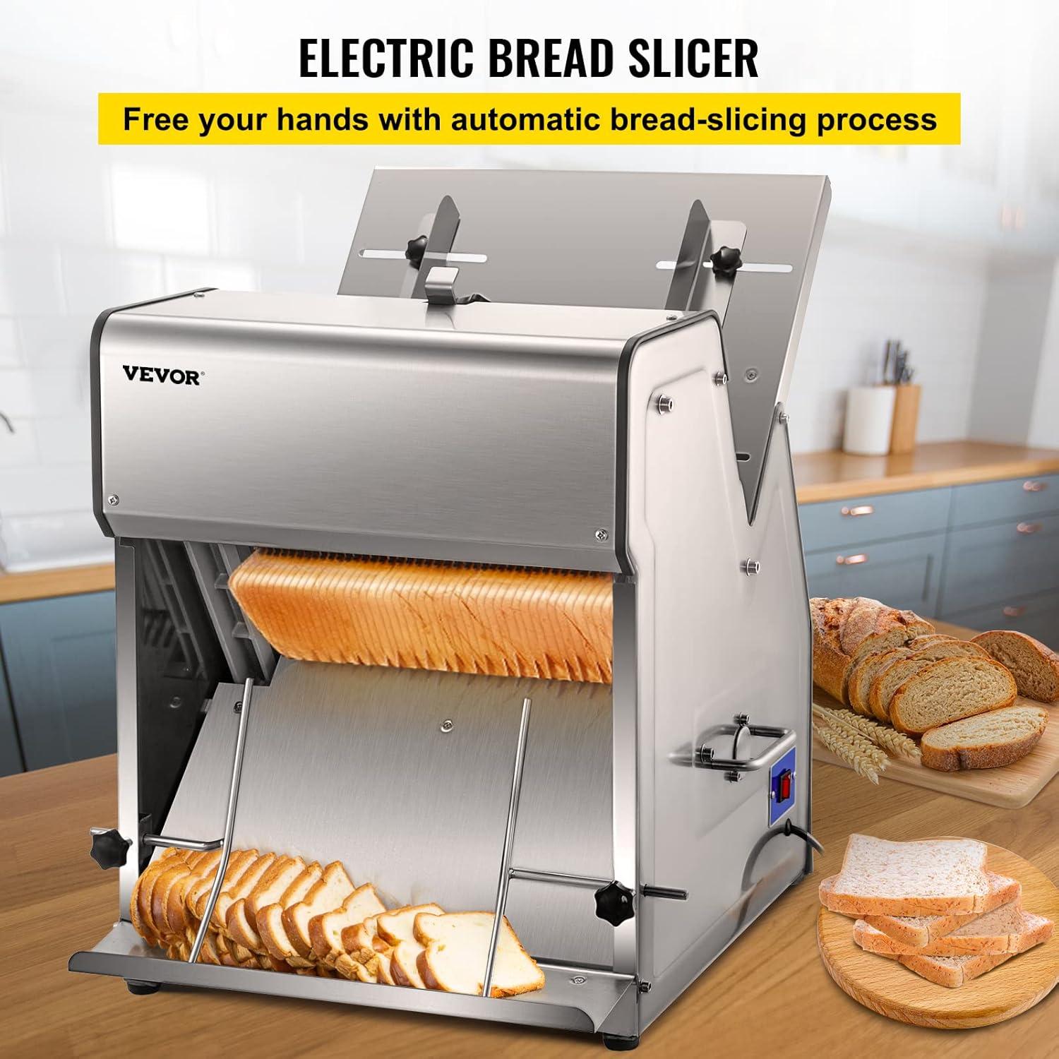 VEVOR Commercial Toast Bread Slicer 12mm Thickness, Electric Bread Cutting Machine 31 Pcs, Commercial Bakery Bread Slicer,110V Toast Cutter Cutting Machine, Bread Cutter for Bread Sheet Cutter Cutting