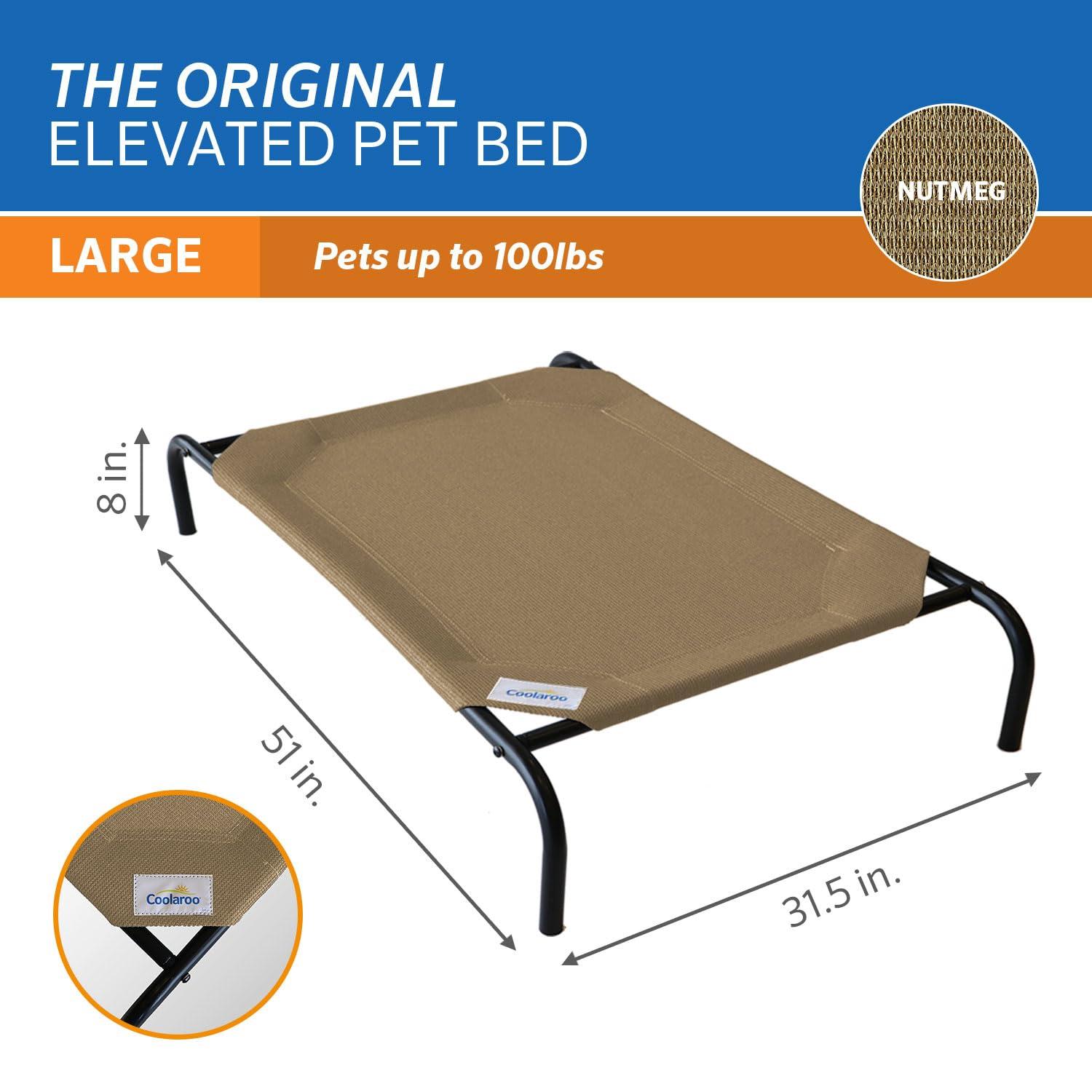 The Original Coolaroo Elevated Pet Dog Bed for Indoors & Outdoors, Large, Nutmeg