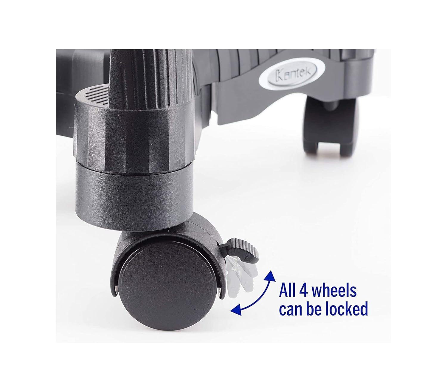 Kantek Mobile Computer CPU Stand, with Adjustable Width and Locking Casters, Black
