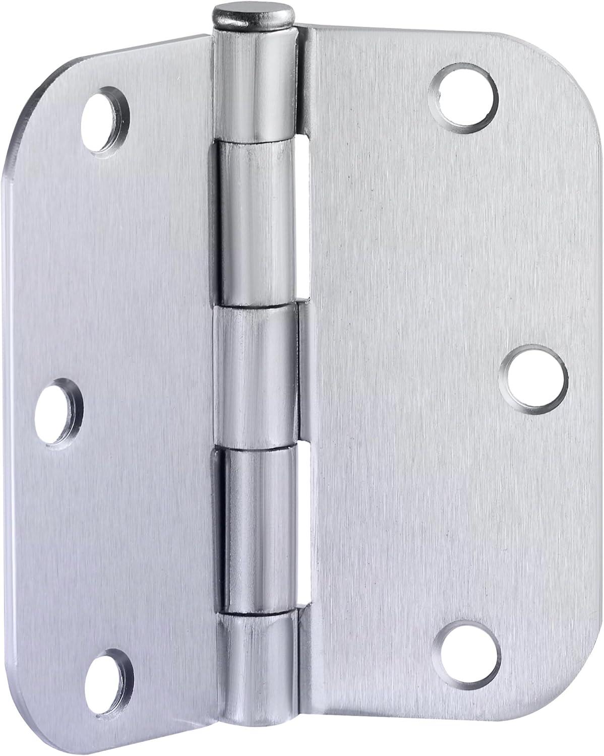 Brushed Chrome 3.5-inch x 3.5-inch Interior Door Hinges 6-Pack