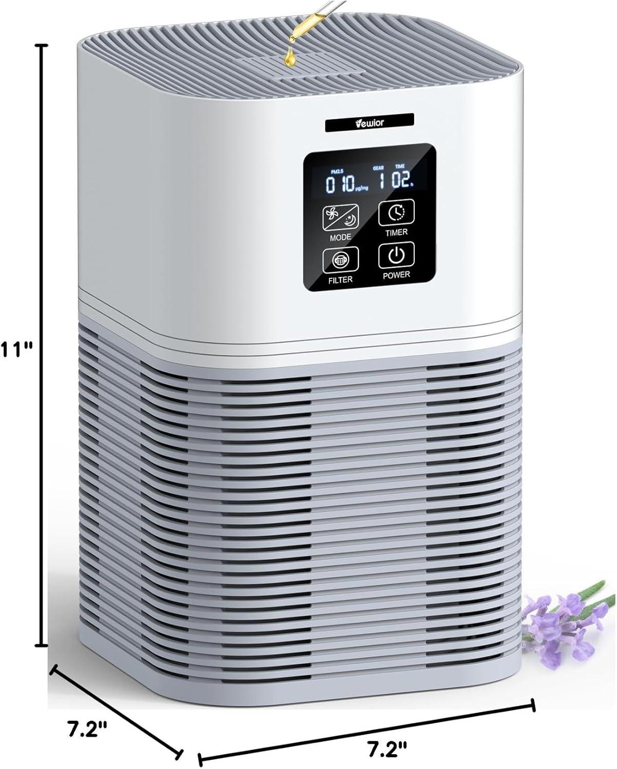 Air Purifiers For Home, HEPA Air Purifiers For Large Room Up To 600 Sq.Ft, H13 True HEPA Air Filter With Fragrance Sponge 6 Timers Quiet Air Cleaner For Pet Dander Wildfire