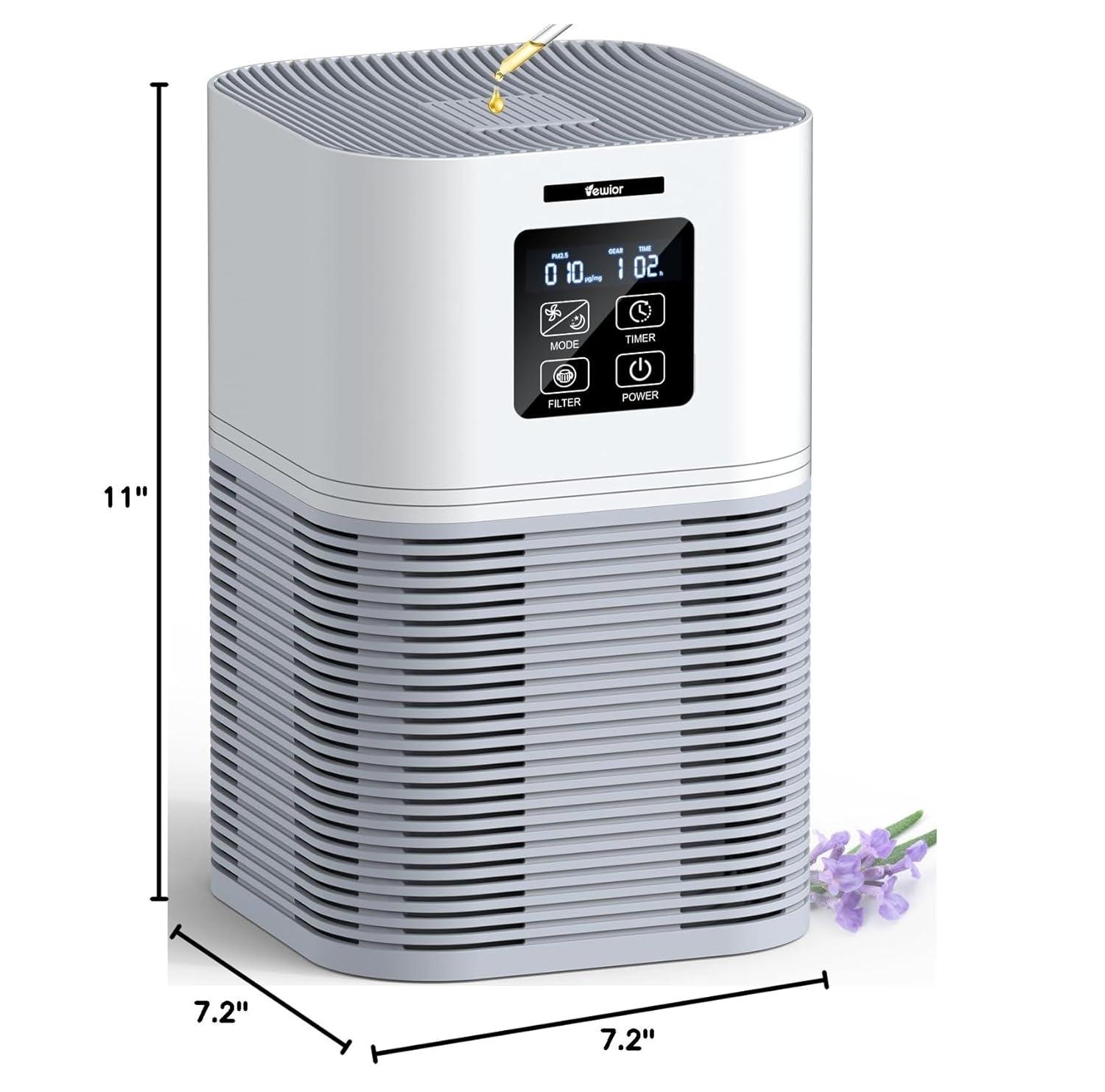 Air Purifiers For Home, HEPA Air Purifiers For Large Room Up To 600 Sq.Ft, H13 True HEPA Air Filter With Fragrance Sponge 6 Timers Quiet Air Cleaner For Pet Dander Wildfire