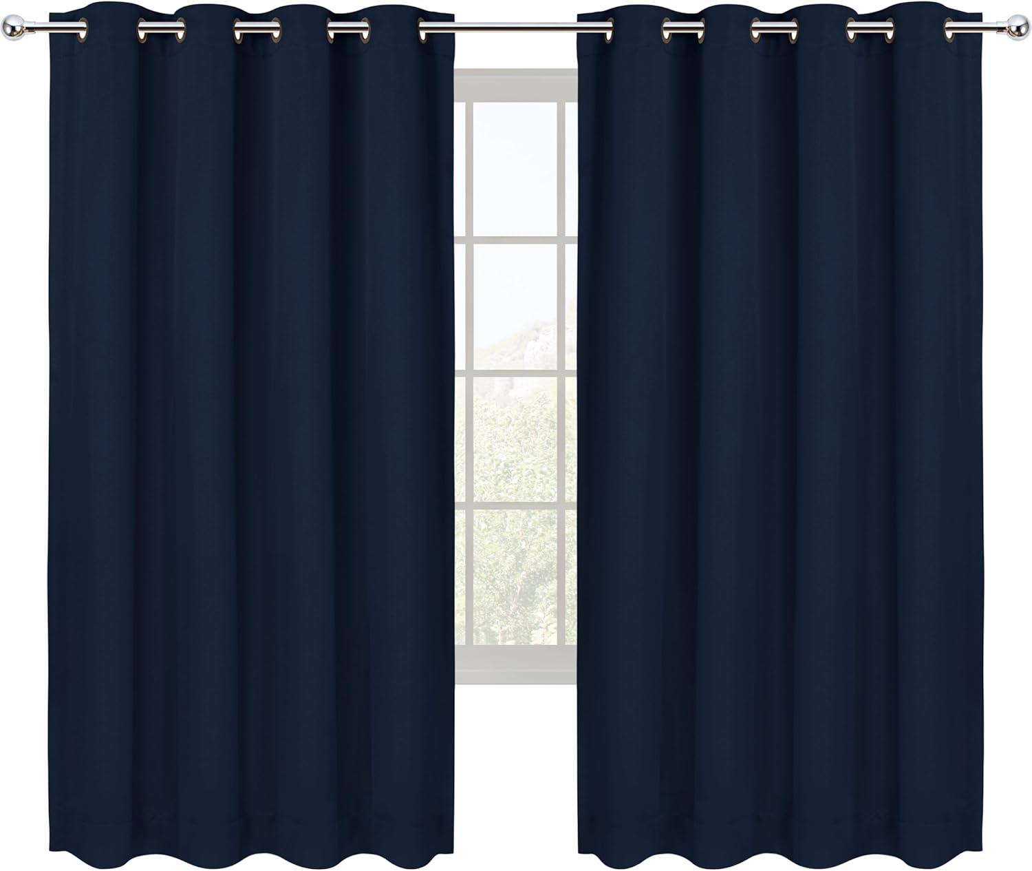 Coodeto Navy Blackout Curtains Set of 2, W52 x L63 - Navy Blackout Curtains 63 inches Long for French Door