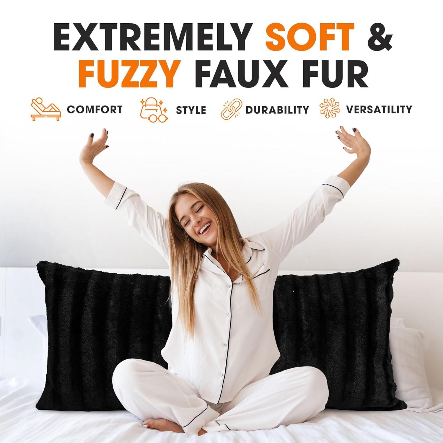 Cheer Collection Faux Fur Throw Pillow