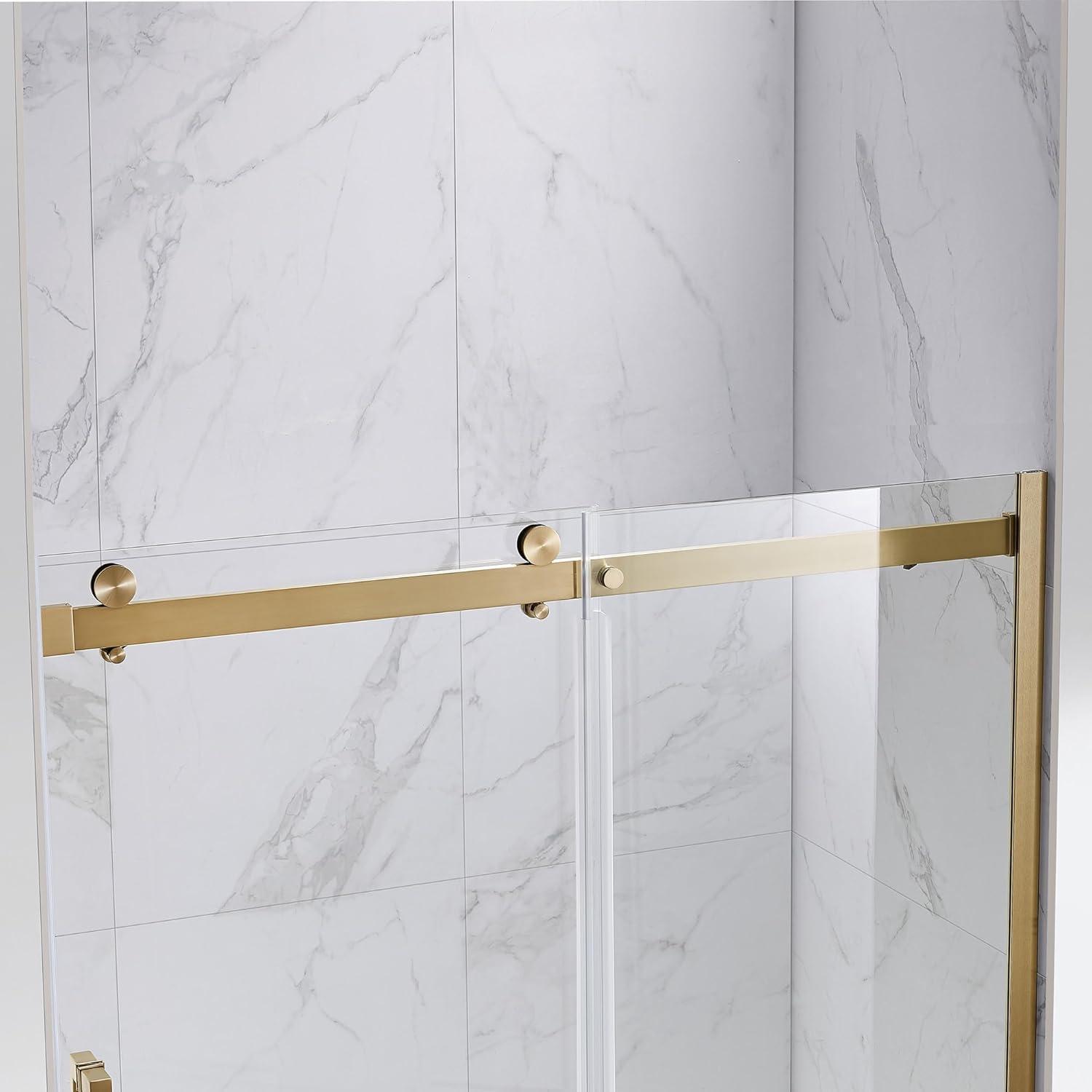 OVE Decors Bel Soft Close Gold 58-in to 60-in x 78.75-in Frameless Sliding Soft Close Shower Door