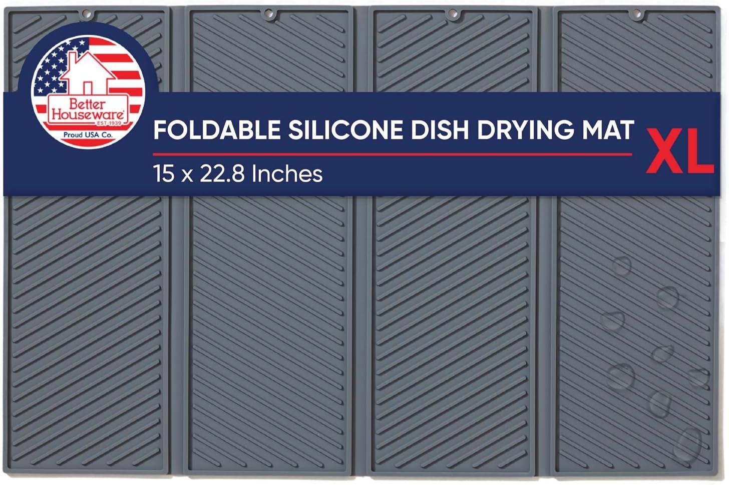 Better Houseware Expandable Silicone Drying Mat in Gray