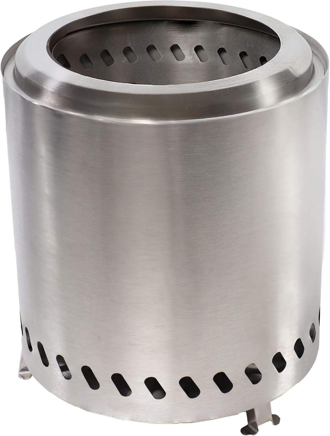Sunnydaze 9.5" Round Wood-Burning Silver Finish Stainless Steel Tabletop Smokeless Fire Pit
