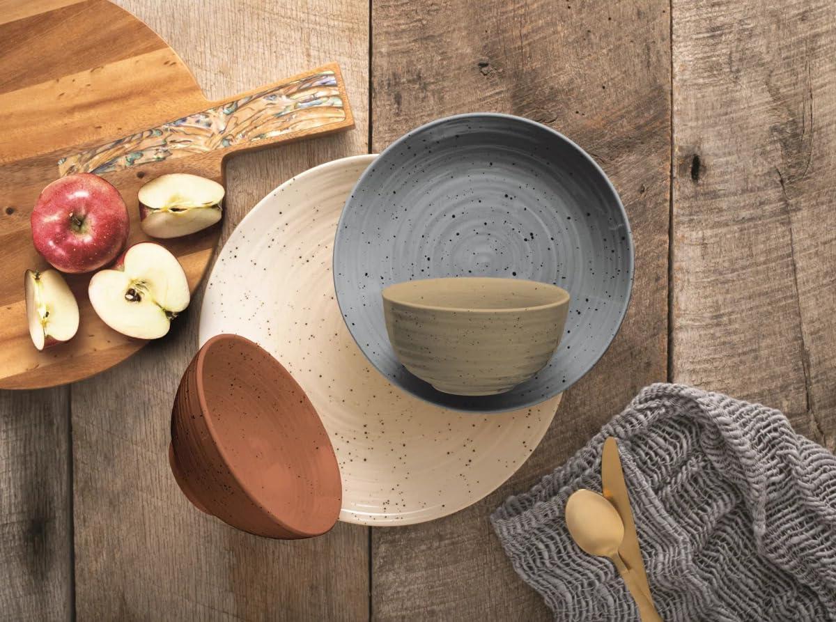 Sango Siterra Painter's Palette 16-Piece Stoneware Dinnerware Set - Service For 4, Plate & Bowl Set