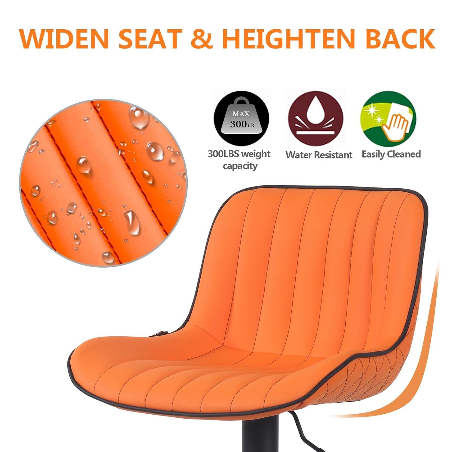 Zager Swivel Adjustable Height Bar Stools, Leather Upholstered Counter Stools, Modern Pub Stool
