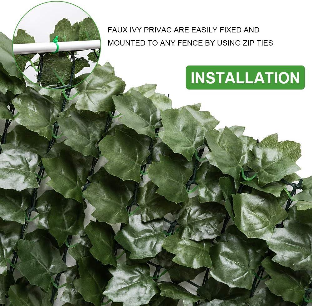 VINGLI 39" x 119" Green Faux Ivy Privacy Fence Screen