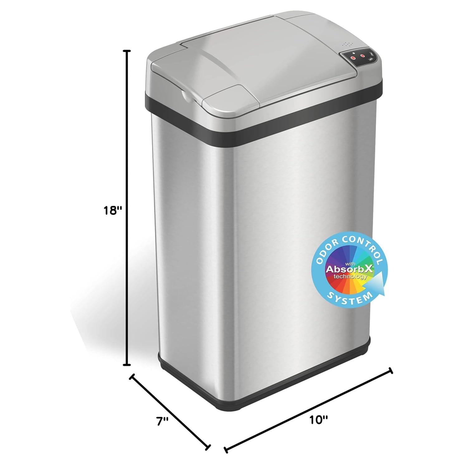 iTouchless Sensor Bathroom Trash Can with AbsorbX Odor Filter and Fragrance 4 Gallon Silver Stainless Steel