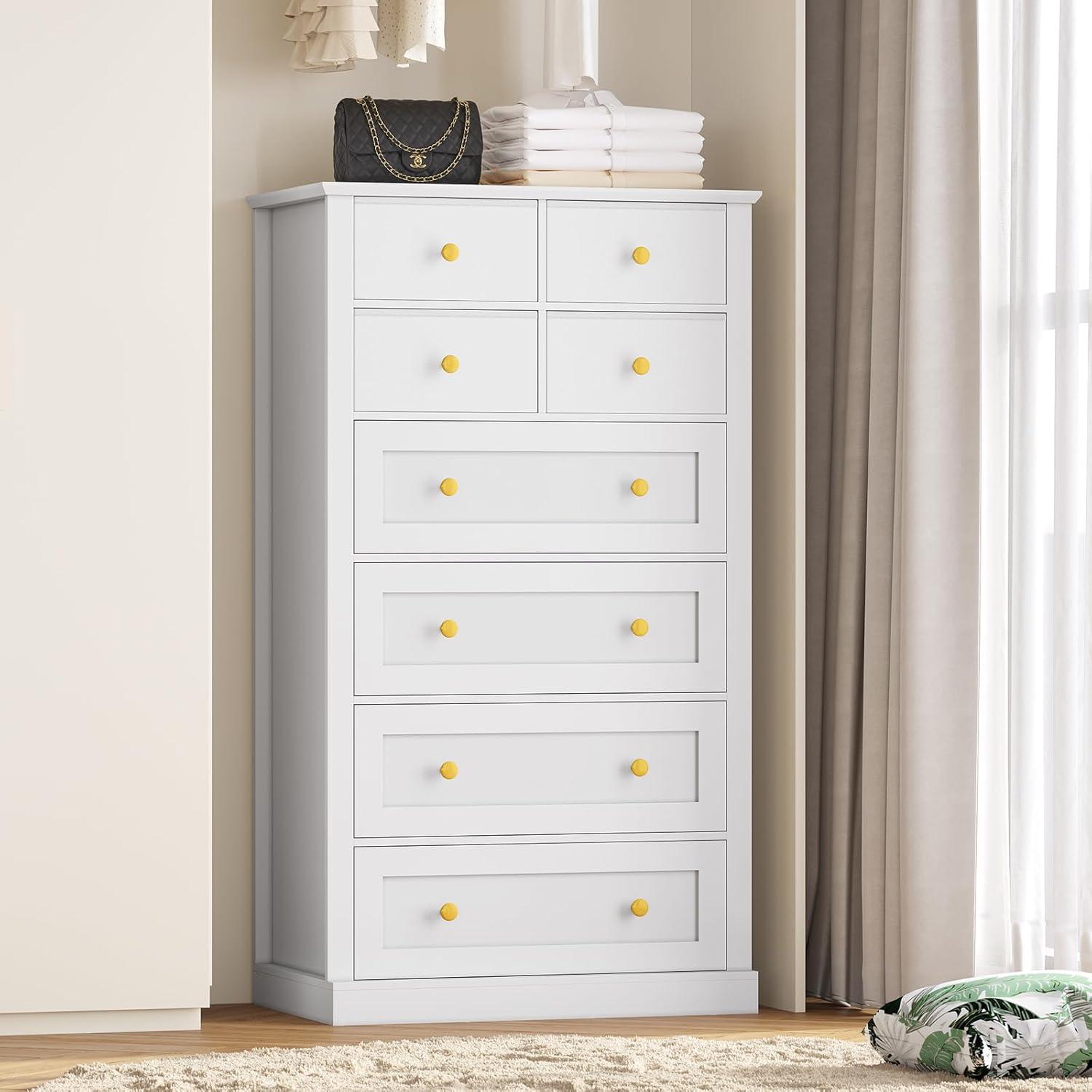 Winston Porter 8 Drawers Tall Dresser For Bedroom, Tall Dressers And Chest Of Drawers, Vertical Chest Of Drawers Dresser For Bedroom
