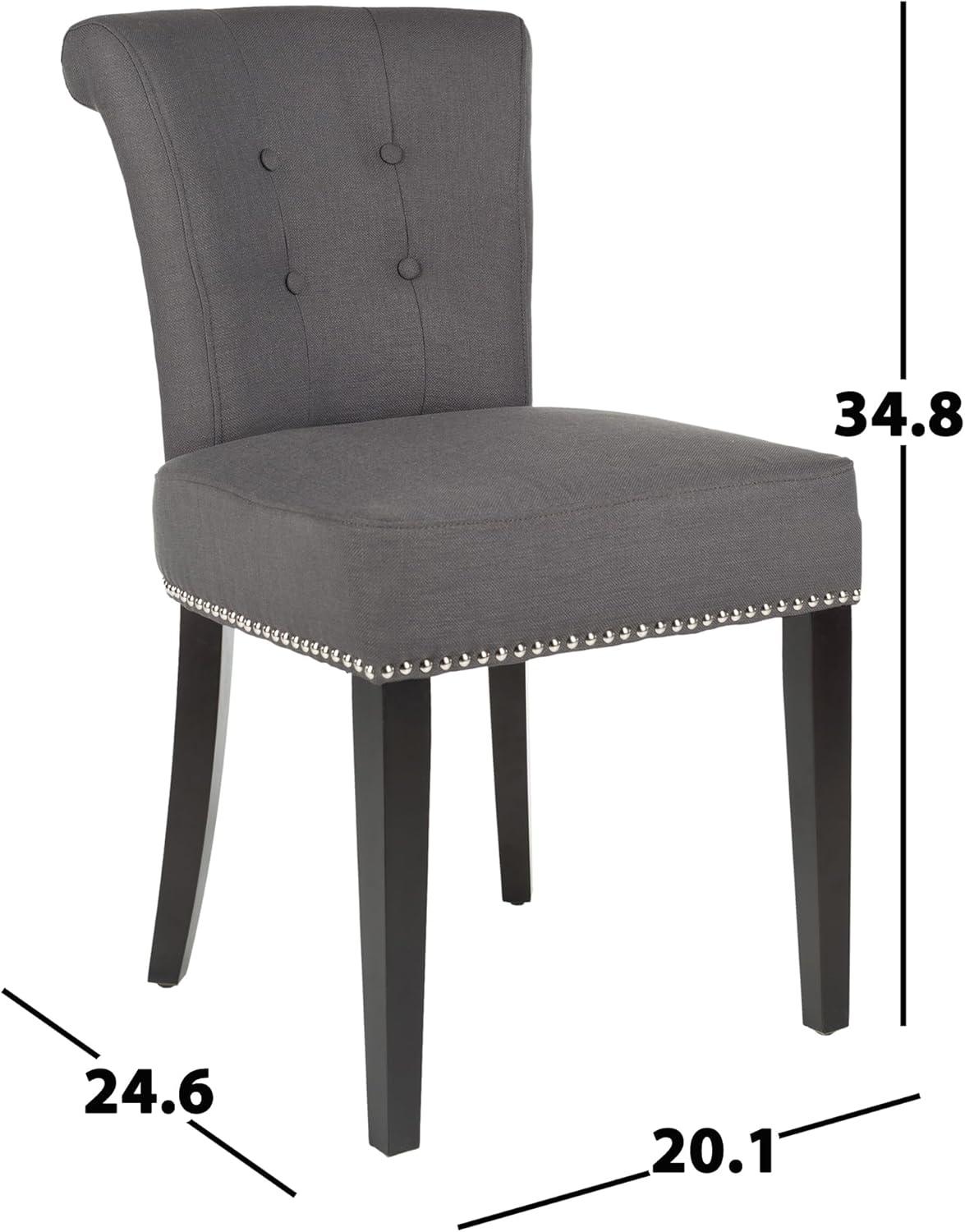 SAFAVIEH Sinclair Contemporary Glam Ring Chair w/ Silver Nail Heads, Charcoal/Espresso