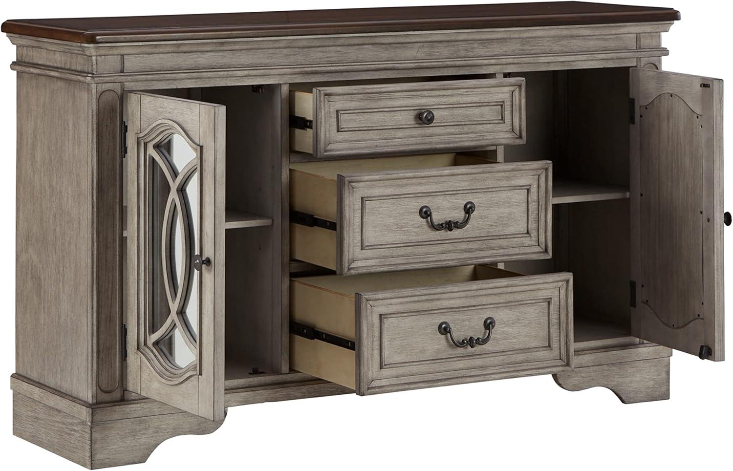 Ashley Furniture Lodenbay Wood Dining Server in Gray and Dark Brown