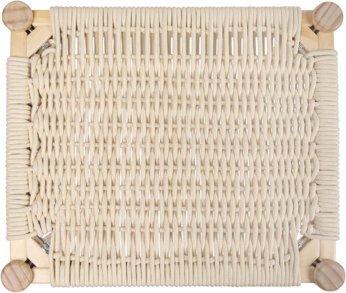 Storied Home Fernway Solid Wood and Woven Rope Entryway Bench Cream: Scandinavian Design, Pine Frame, 43.25" Long