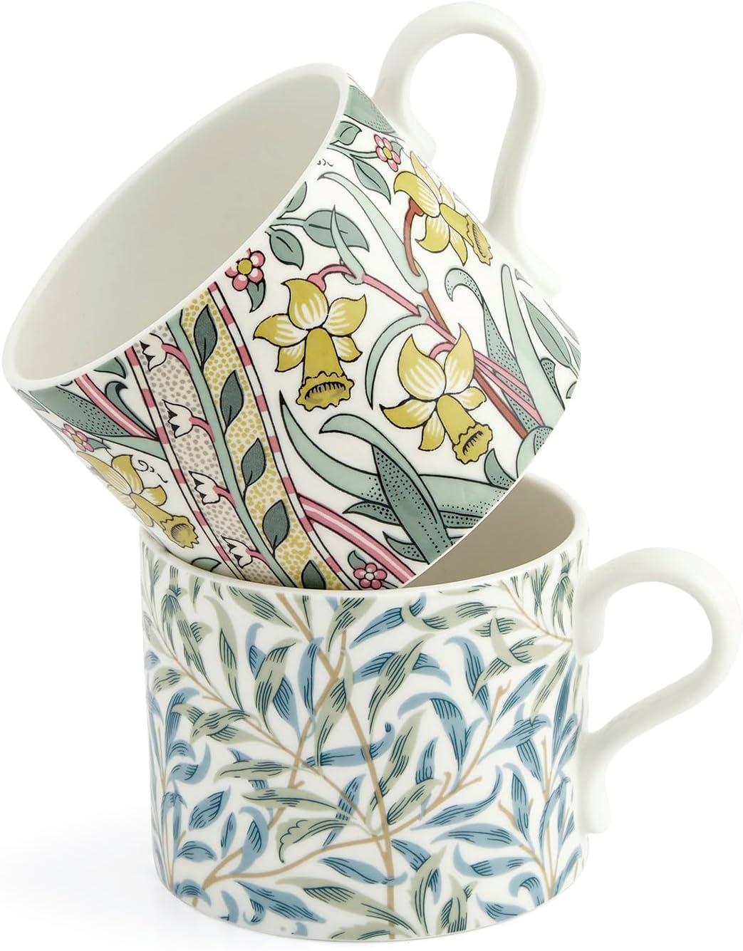 Daffodil and Willow Bough Ceramic Mug Set, 12 oz, Multicolor