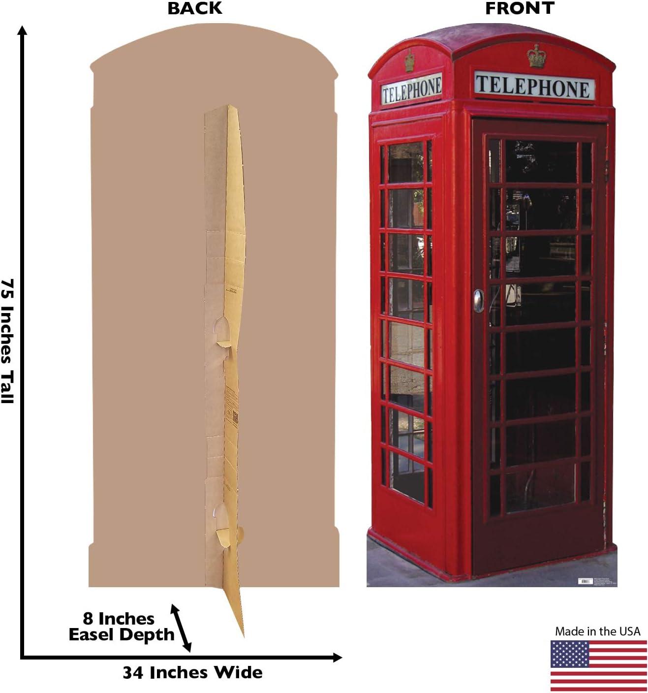 Life-Size Red English Phone Booth Cardboard Stand-Up