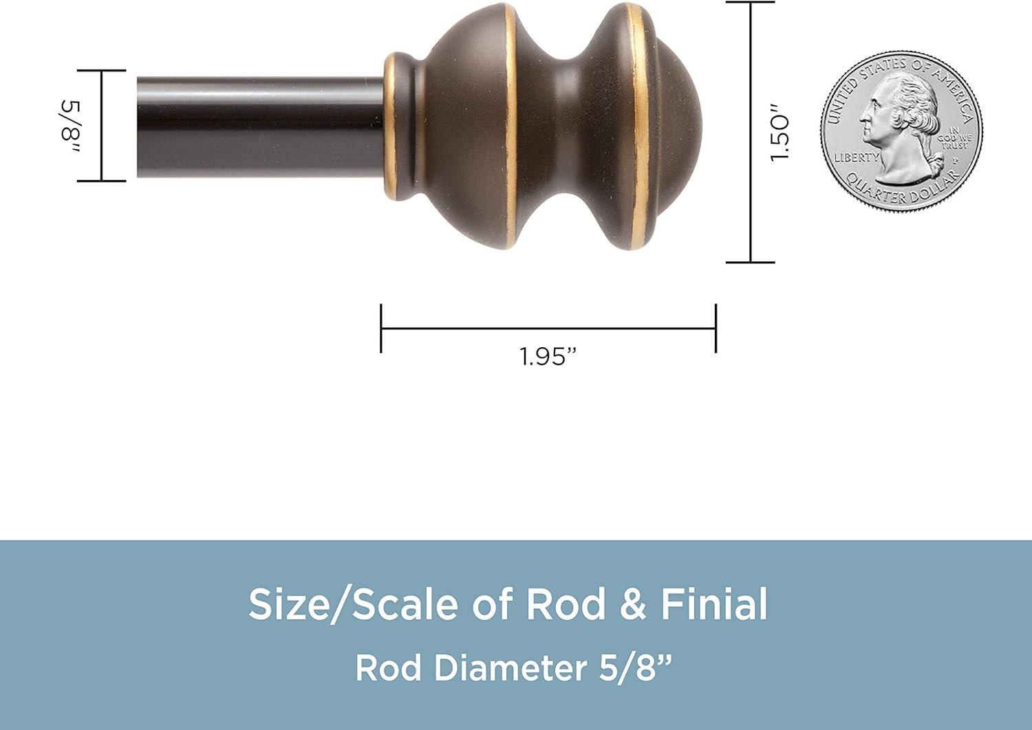 Kenney® Kendall 5/8" Standard Decorative Window Curtain Rod, 28-48", Oil Rubbed Bronze