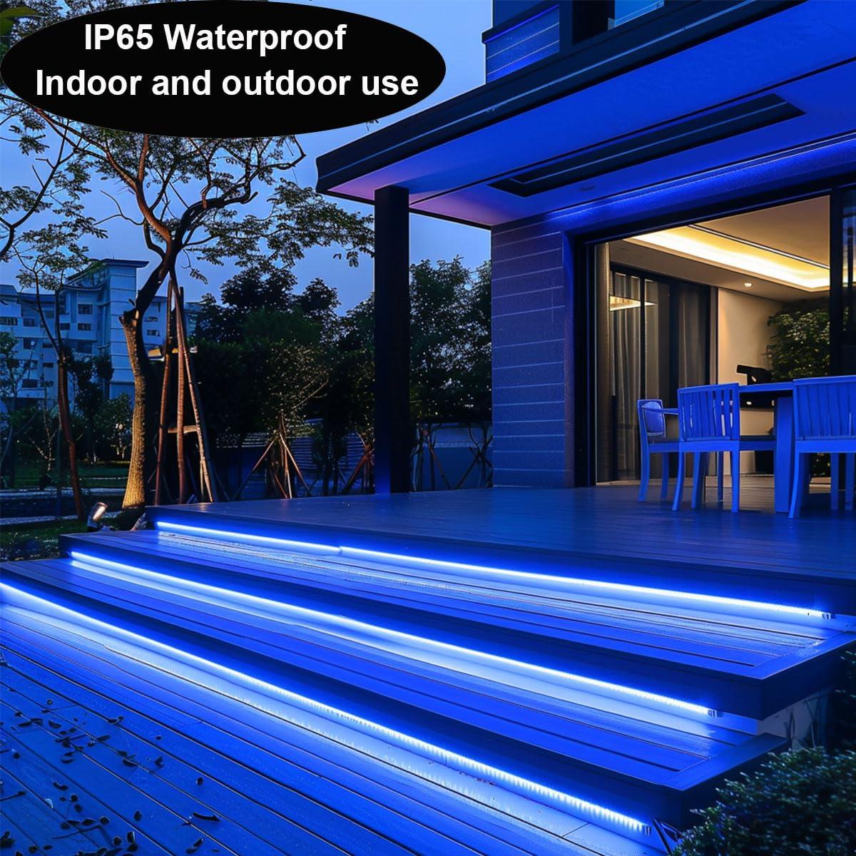 12V COB LED Strip Light Daylight White 5000K Waterproof IP65 480LEDs/M Super Bright 4000Lm CRI>90 16.4ft/5M Dotless High Density Cuttable Flexible for Cabinet Home DIY Lighting Projects