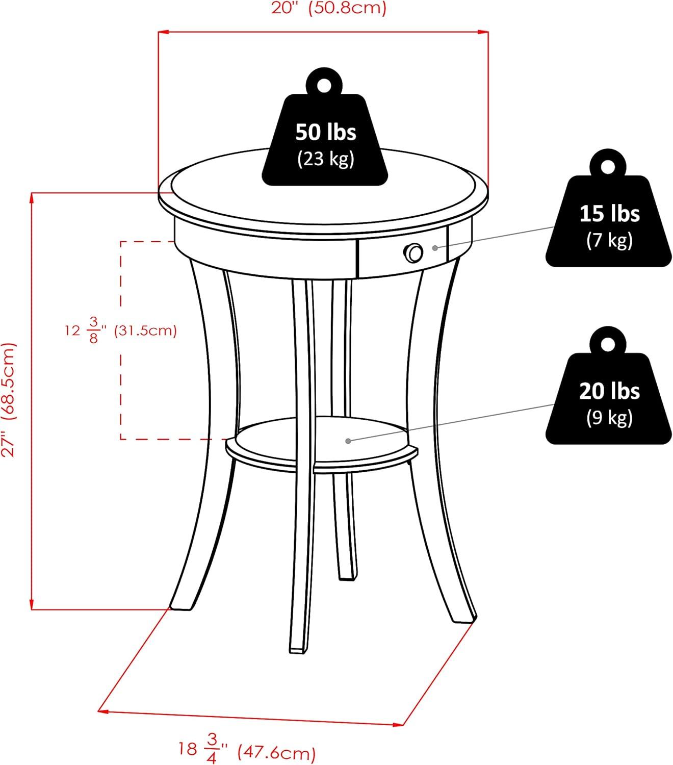 Sasha Round Accent Table - Cappuccino - Winsome: Flared Legs, Wood Composite, Storage Shelf