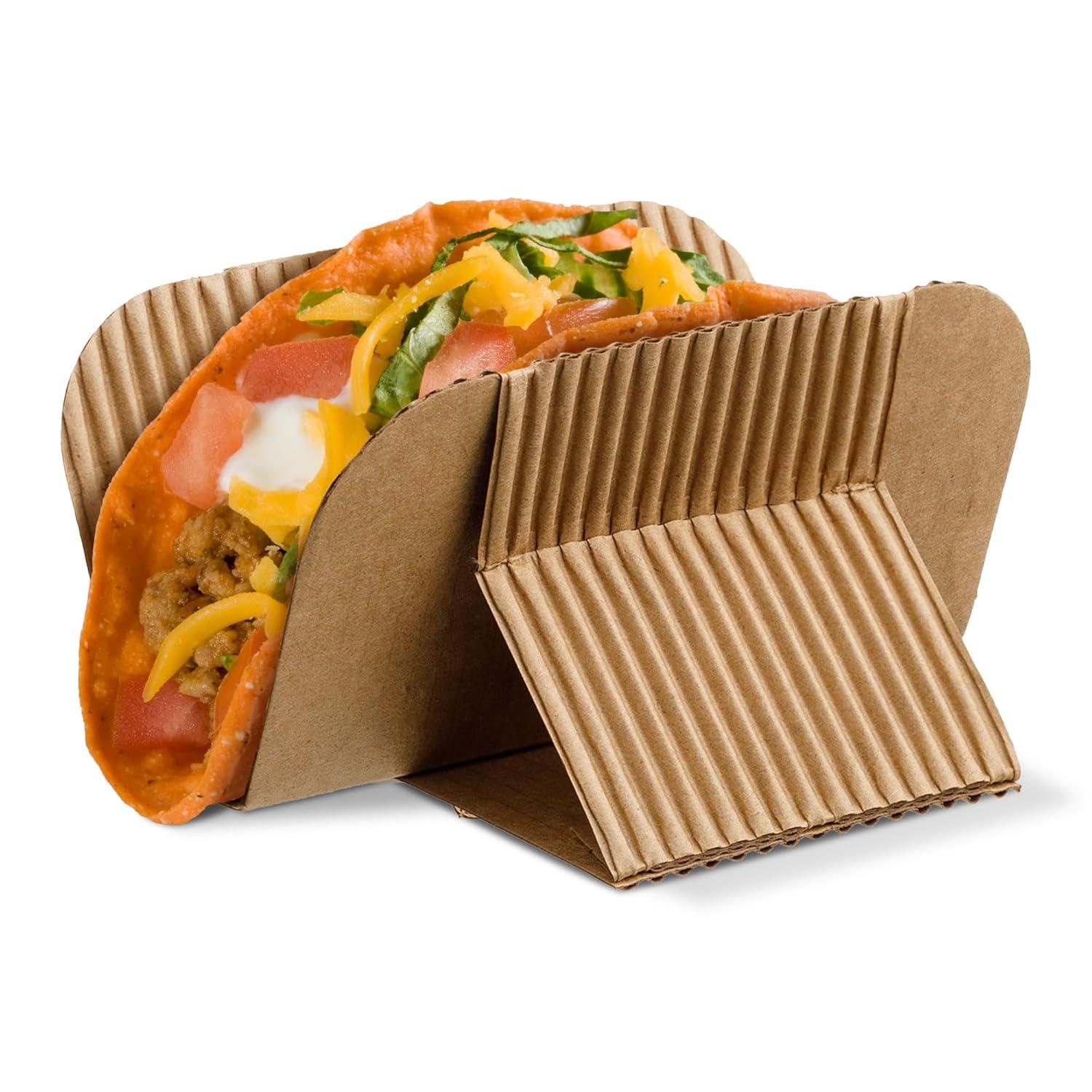 Hakoware Disposable Kraft Paper Taco Holder Stand Serving Rack 200 Count