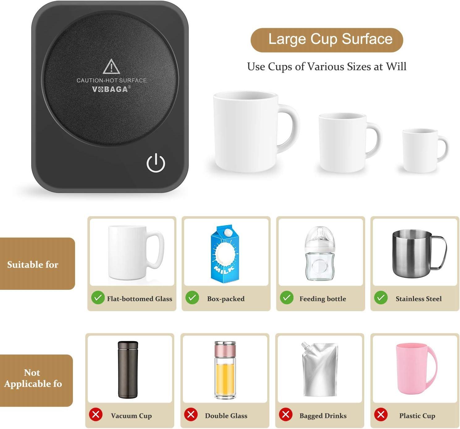 VOBAGA Coffee Mug Warmer for Desk with Auto Shut Off & 3-Temp Settings, Coffee Cup Warmer with Smart Safety Alert Home Office Accessory, Perfect for Coffee, Tea, Milk (No Mug)