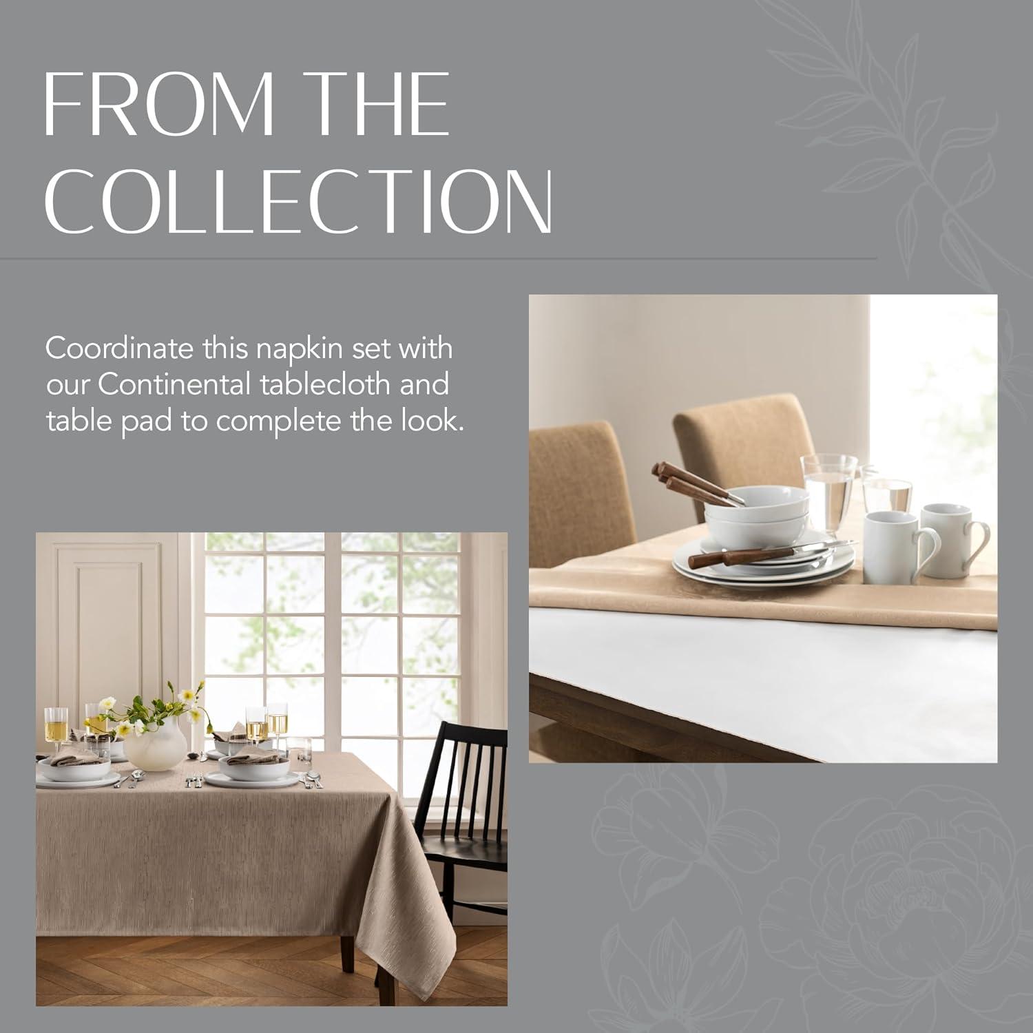 Continental Solid Texture Water and Stain Resistant Napkins, Set of 4 - 17" x 17" - Taupe - Elrene Home Fashions