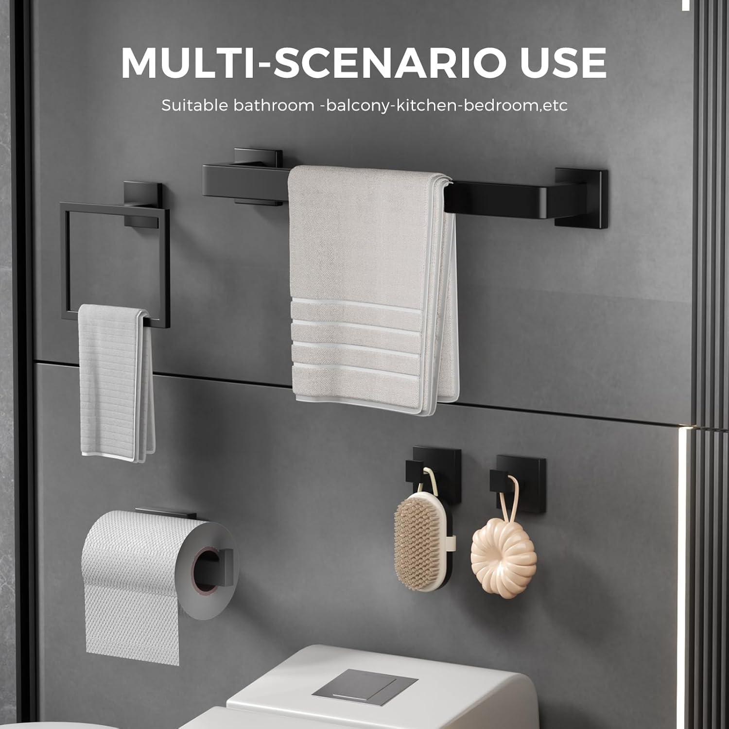 Matte Black Stainless Steel 5-Piece Bathroom Hardware Set