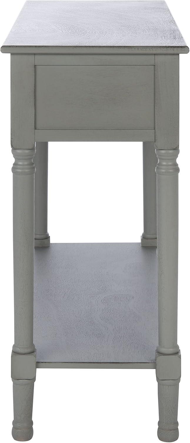 Distressed Gray Wood Console Table with Storage Drawers