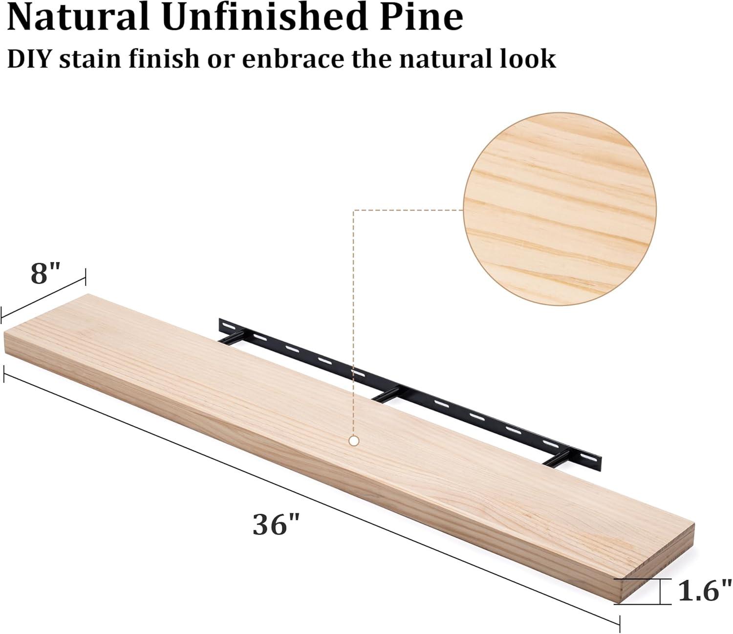 24 Inch Floating Shelves Set of 2, Rustic Solid Wood Wall Mounted Shelves for Decor & Storage, Dark Walnut Shelves for Bedroom Kitchen Living Room - Dark Walnut