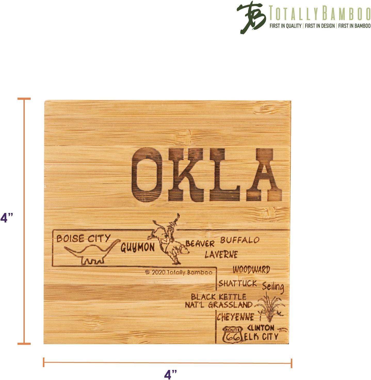 Oklahoma State Puzzle Bamboo Coaster Set with Case