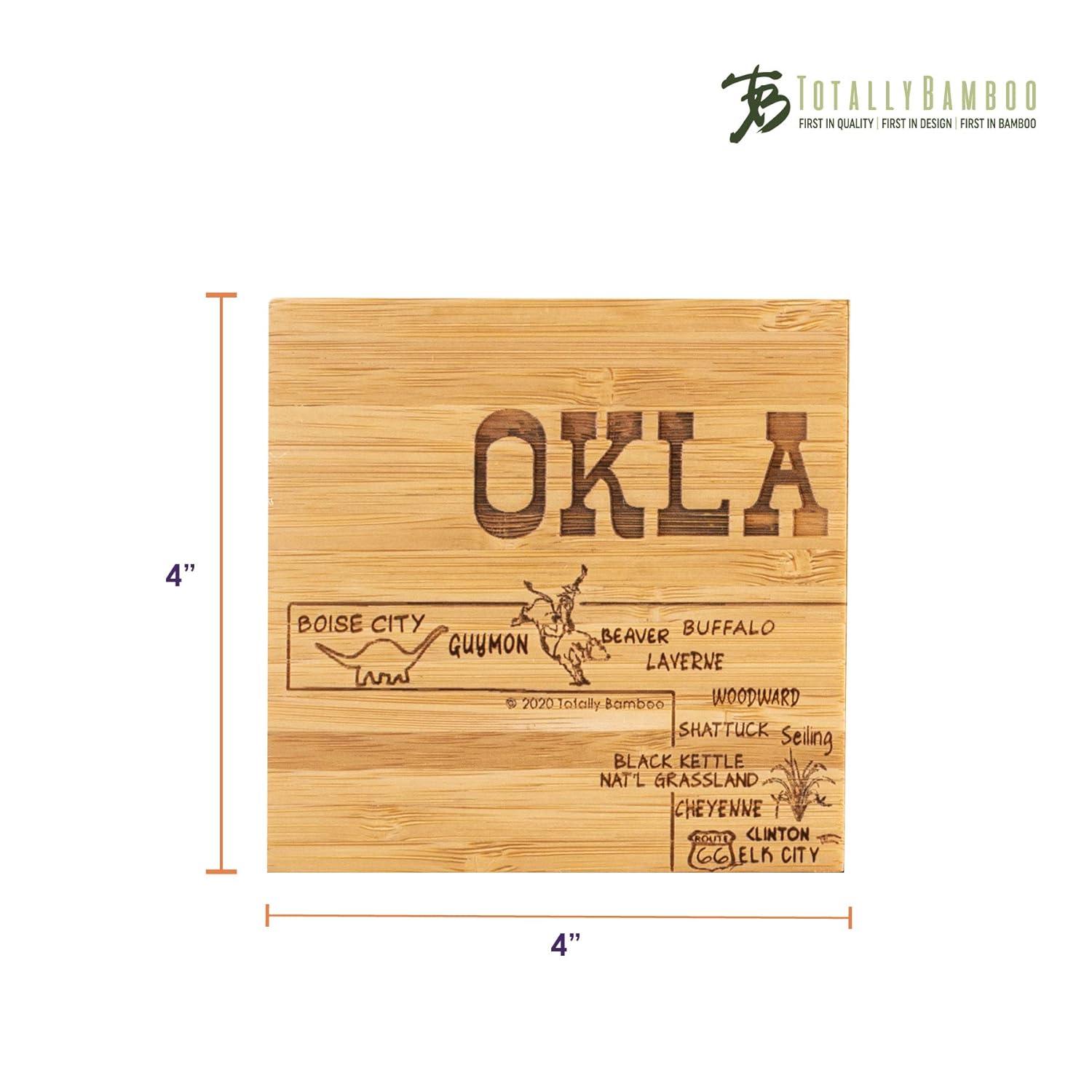 Oklahoma State Puzzle Bamboo Coaster Set with Case