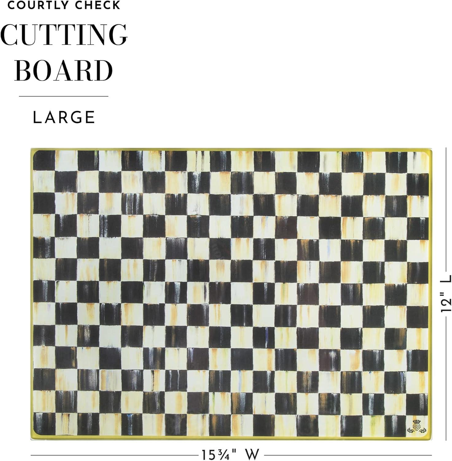Courtly Check Tempered Glass 11.5"x15.75" Kitchen Cutting Board