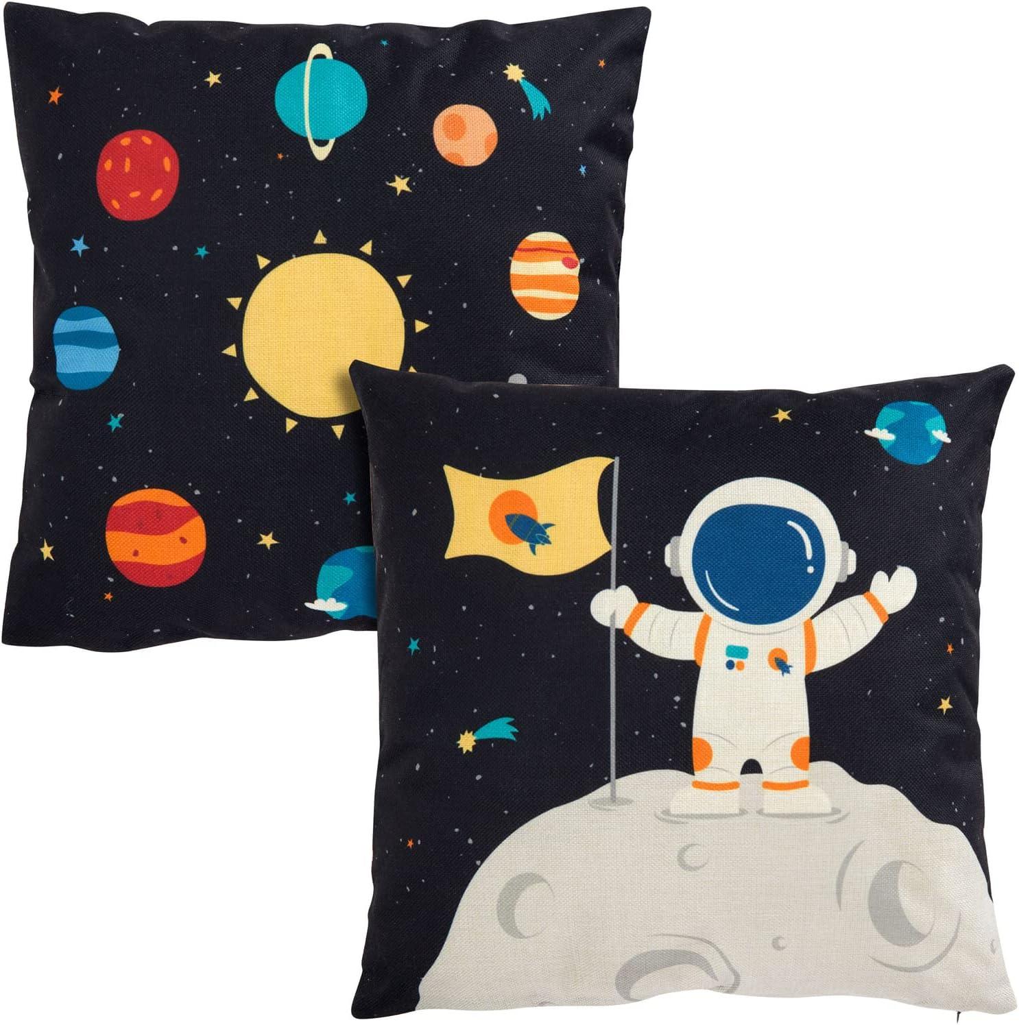 Kids Space-Themed Polyester Throw Pillow Covers Set