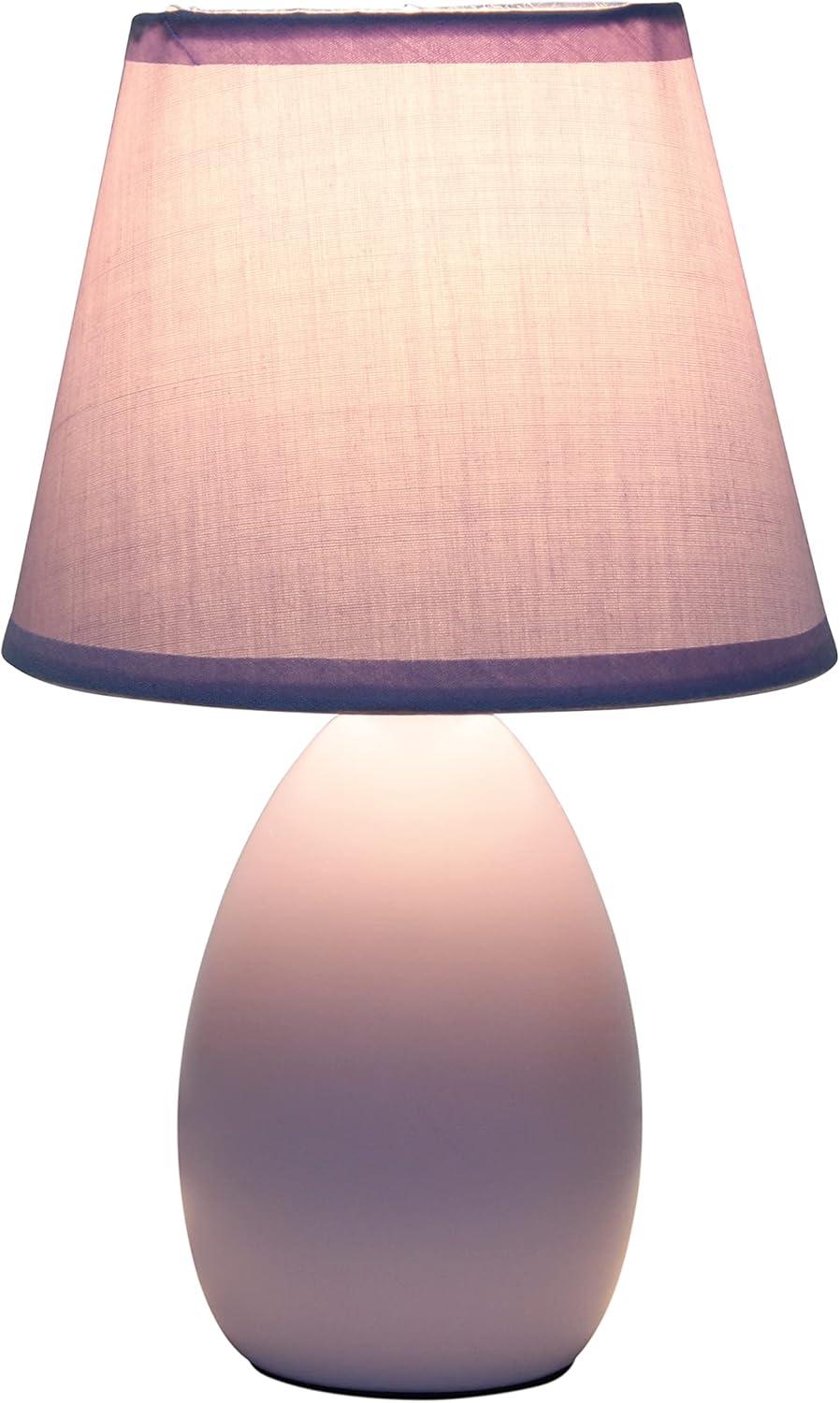 Purple Mini Egg Ceramic Table Lamp with Fabric Shade