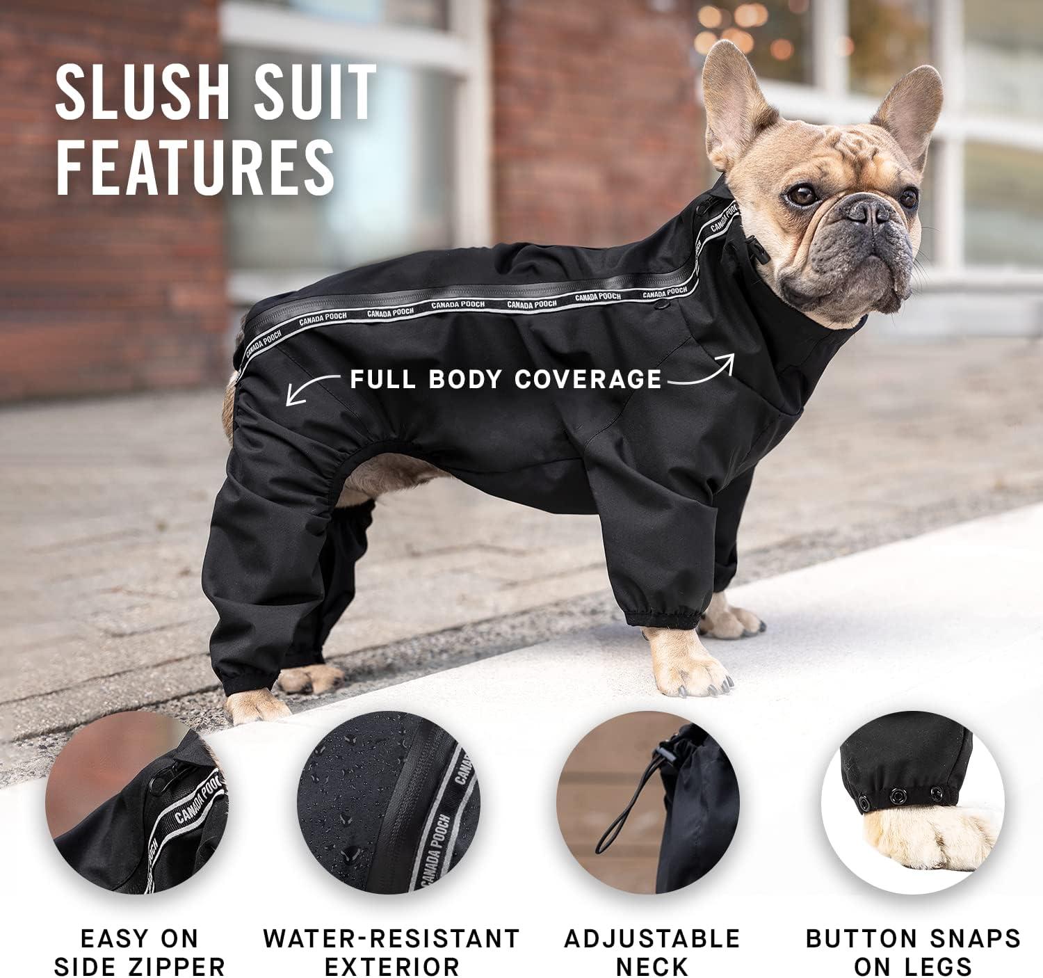 Black Water-Resistant Full Body Dog Slush Suit, Size 8