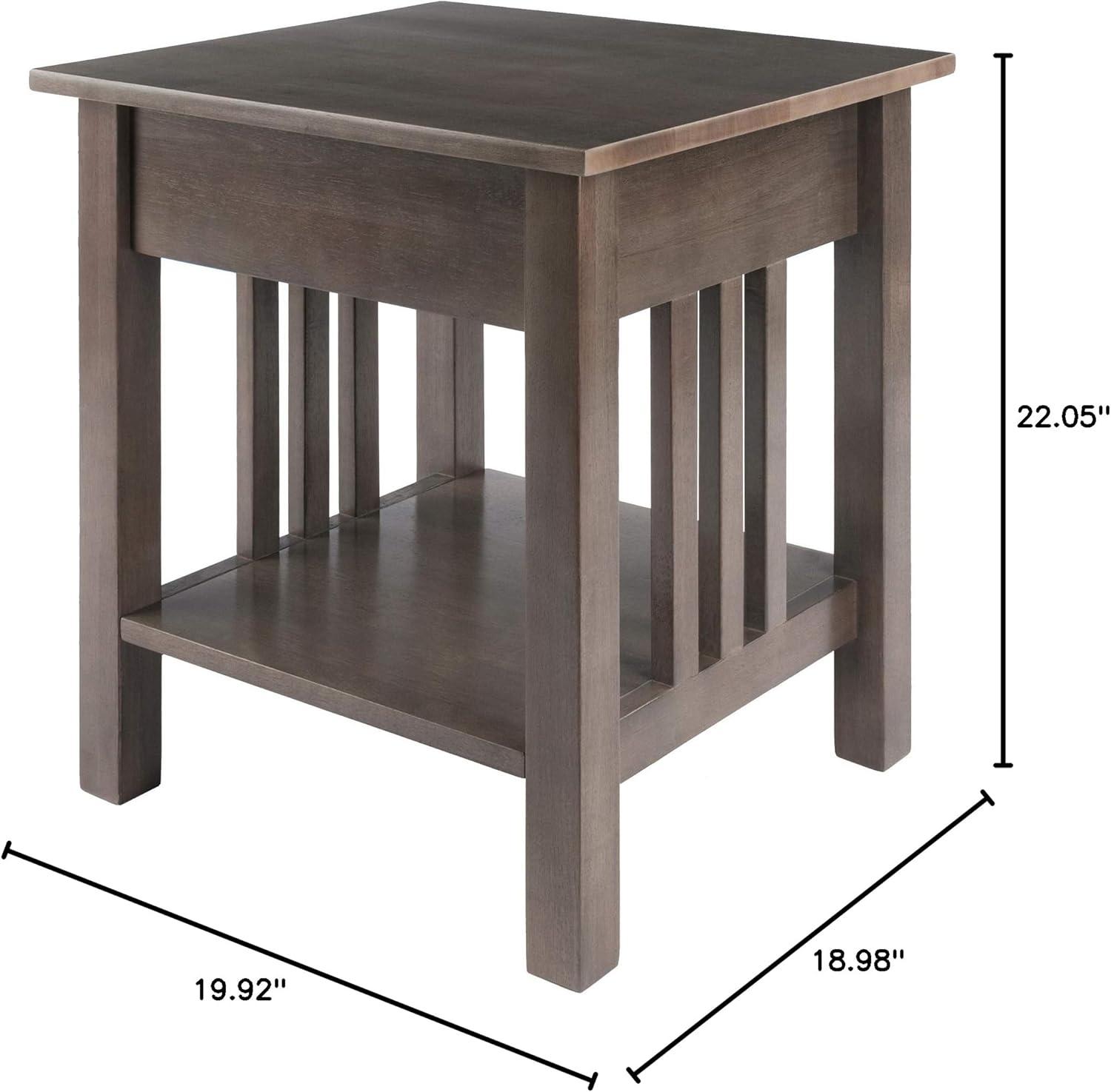 Stafford End Table Oyster Gray - Winsome: Wood Composite Accent Table with Shelf, Drawer for Storage