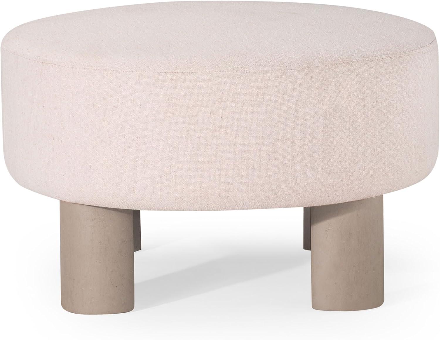 Maven Lane Celia Contemporary Upholstered Ottoman with Refined White Wood Finish