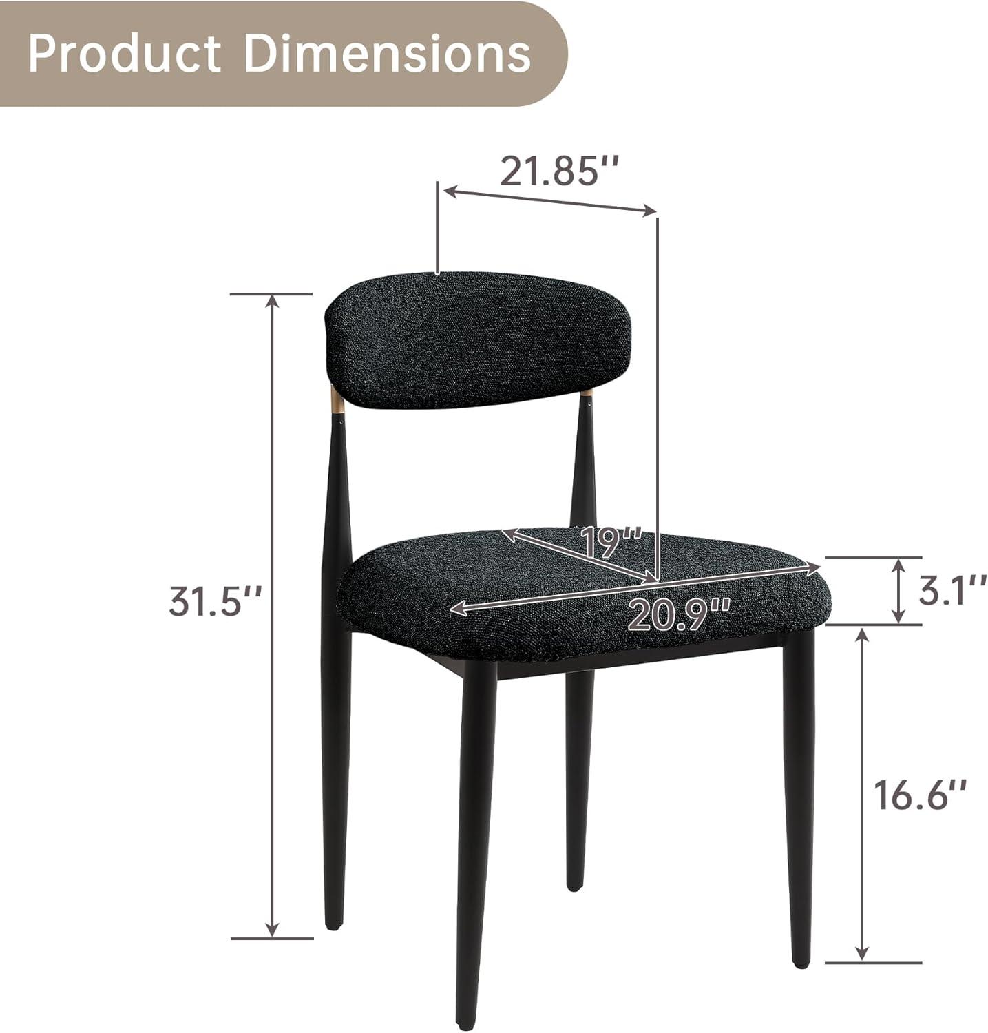 2 Pieces Boucle Armless Dining Chair, Upholstered Accent Chair