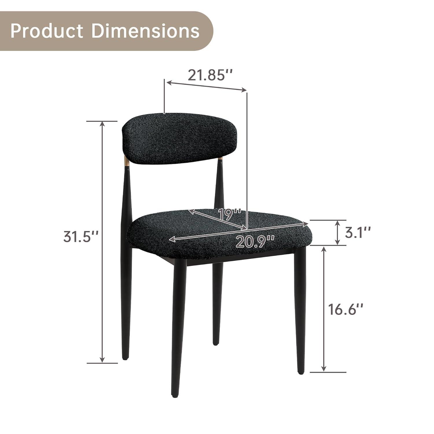 2 Pieces Boucle Armless Dining Chair, Upholstered Accent Chair