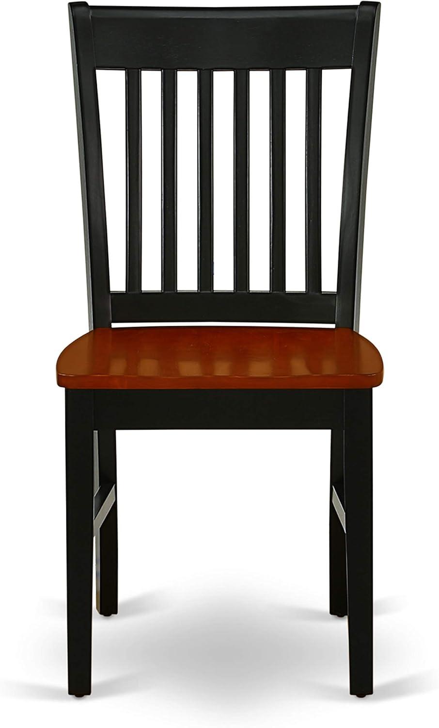 Luwei Norfolk Dining Slat Back Wood Seat Kitchen Chairs, Set of 2, Black & Cherry