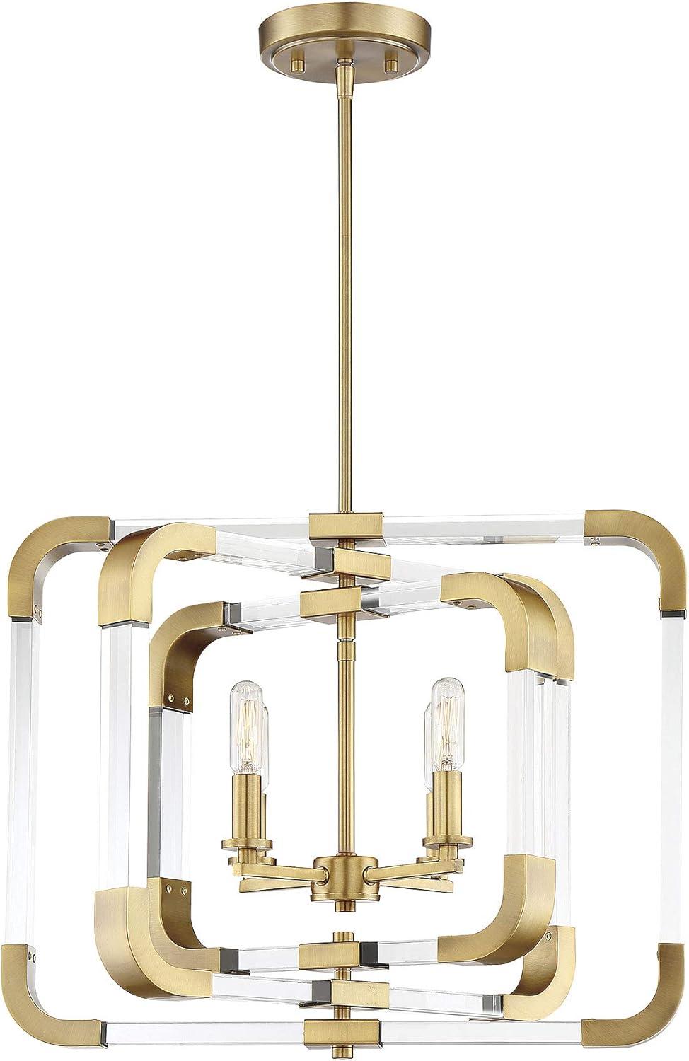 Savoy House Rotterdam 4 - Light Semi-Flush Mount in Warm Brass