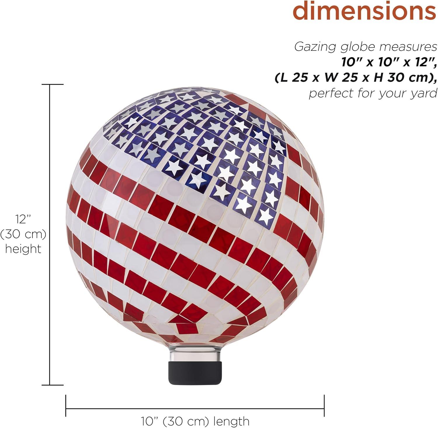 Patriotic Mosaic Glass American Flag Gazing Globe