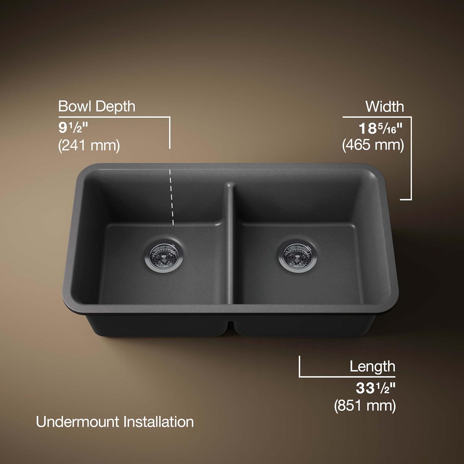 Cairn® 34" L x 18" W Under-Mount Double-Equal Kitchen Sink
