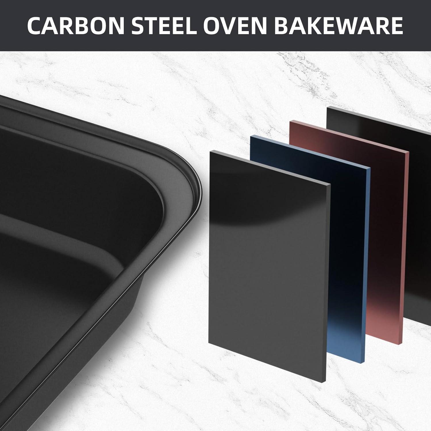 Baking Pans Set, 5-Piece Nonstick Bakeware Sets with Round/Square Cake Pan, Muffin Loaf Roast Pan, Baking Sheets for Oven, Kitchen Cookware Sets Baking Tray Baking Supplies, Gold