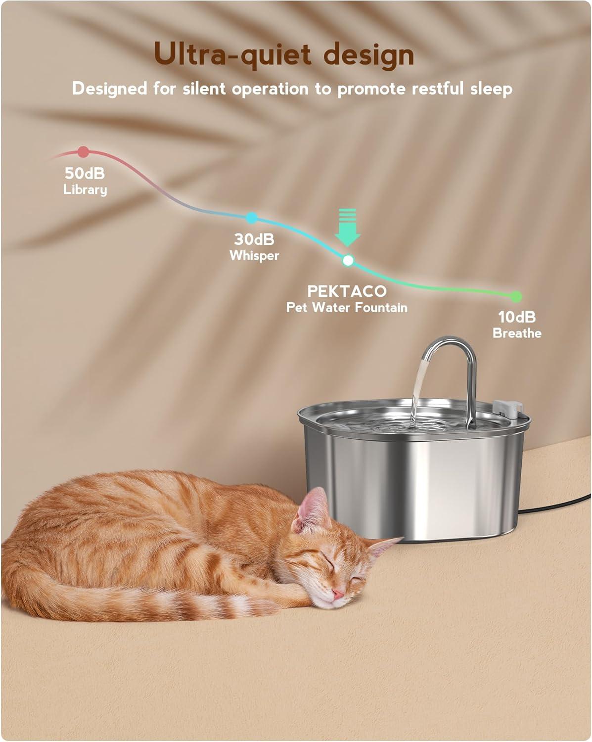 Stainless Steel 3.2L Pet Water Fountain with Filtration