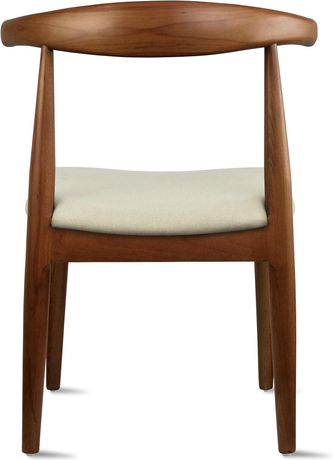 2xhome Set of 2 Contemporary Farmhouse Real Solid Wood Cloth Cushion Seat Dining Chairs Elbow Side Chair (Espresso-Beige Seat)